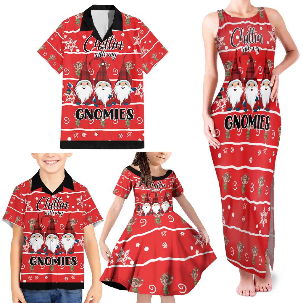 Chillin With My Gnomies Family Matching Tank Maxi Dress and Hawaiian Shirt Merry Christmas - Wonder Print Shop