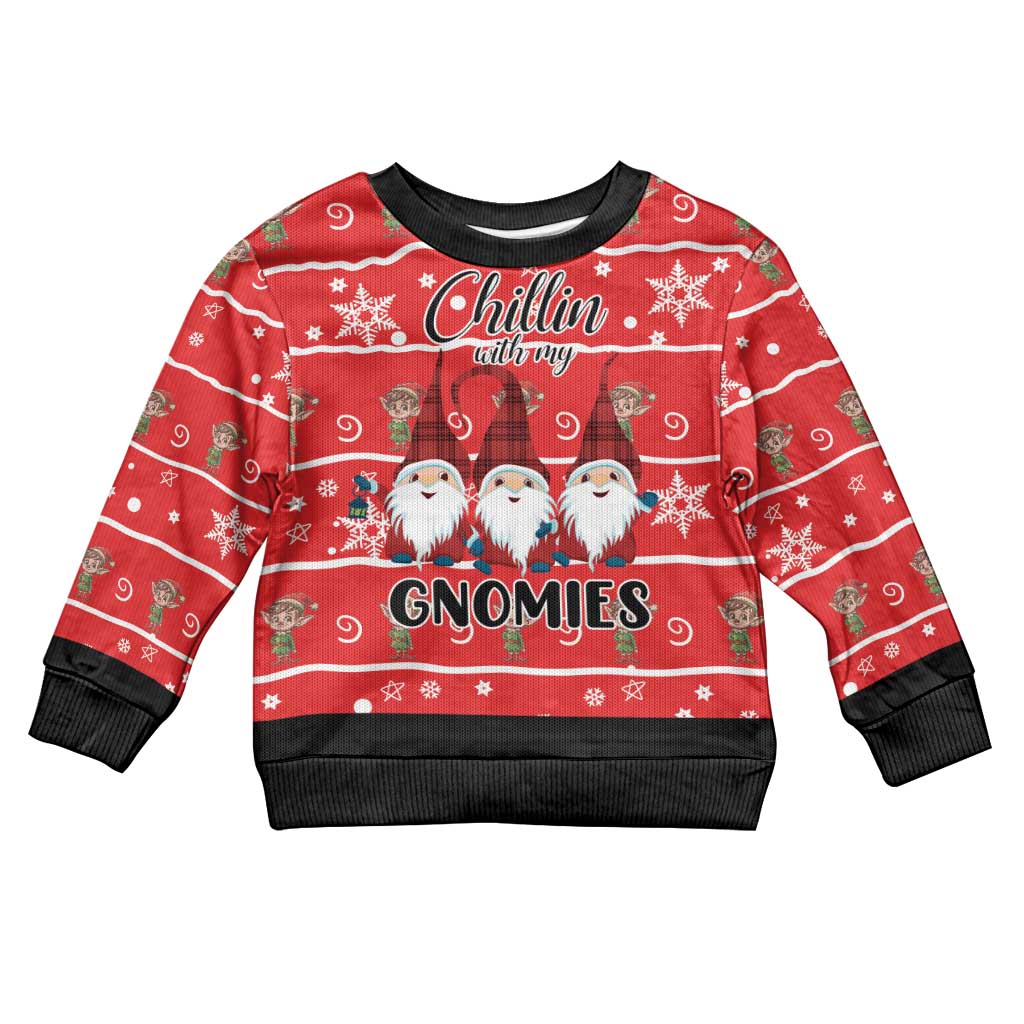 Chillin With My Gnomies Kid Ugly Christmas Sweater Merry Christmas - Wonder Print Shop