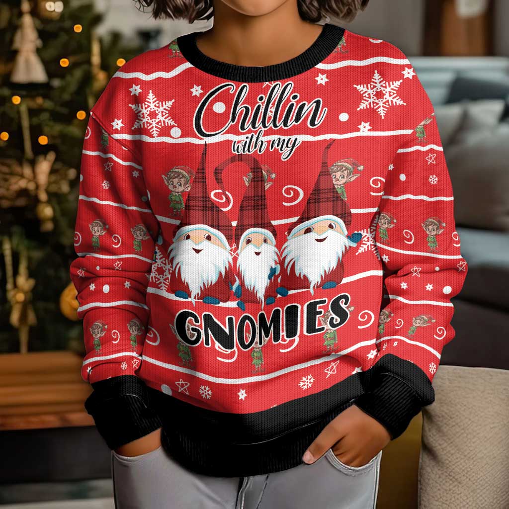 Chillin With My Gnomies Kid Ugly Christmas Sweater Merry Christmas - Wonder Print Shop