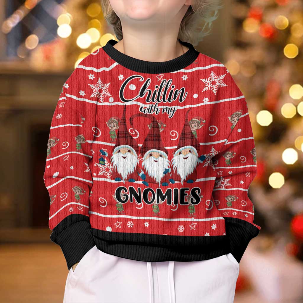 Chillin With My Gnomies Kid Ugly Christmas Sweater Merry Christmas - Wonder Print Shop