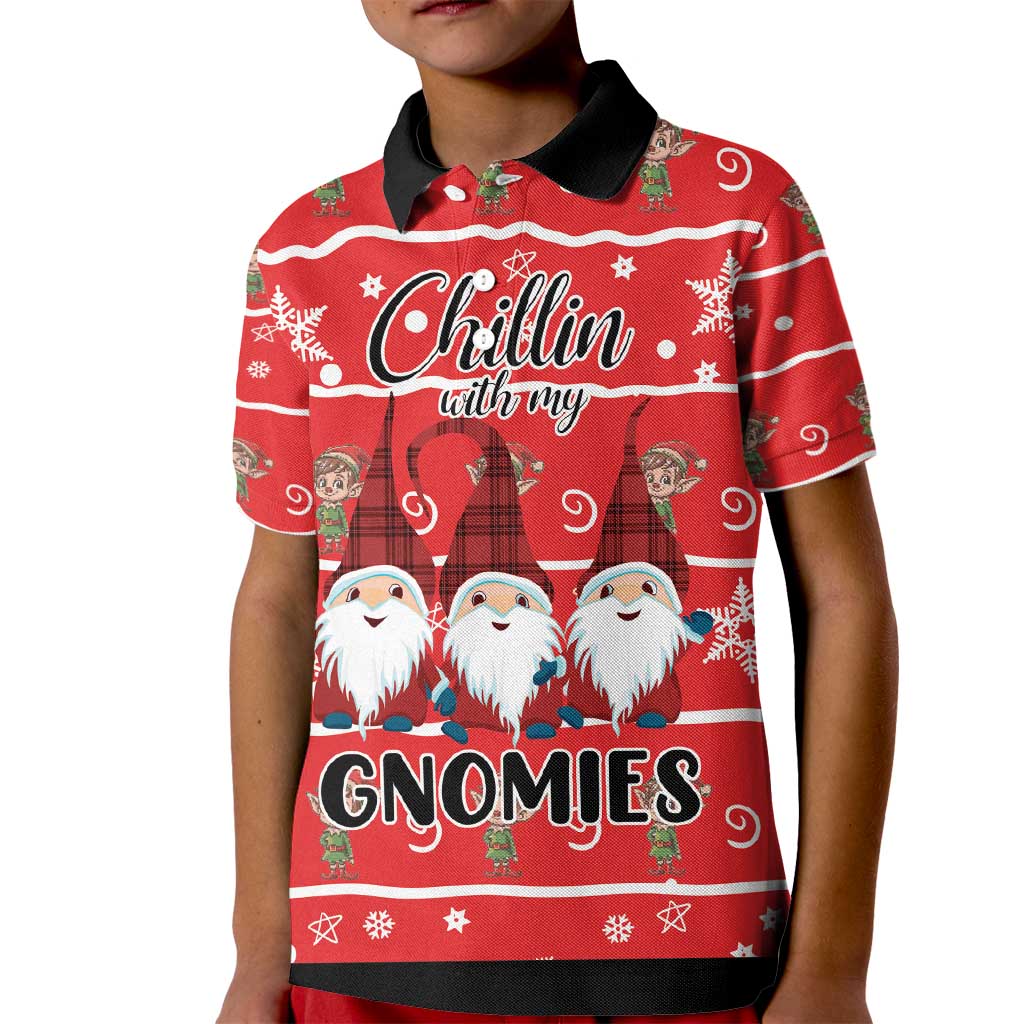 Chillin With My Gnomies Kid Polo Shirt Merry Christmas - Wonder Print Shop