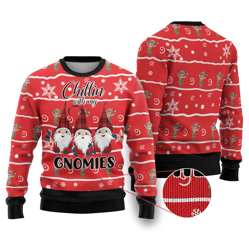 Chillin With My Gnomies Ugly Christmas Sweater Merry Christmas - Wonder Print Shop