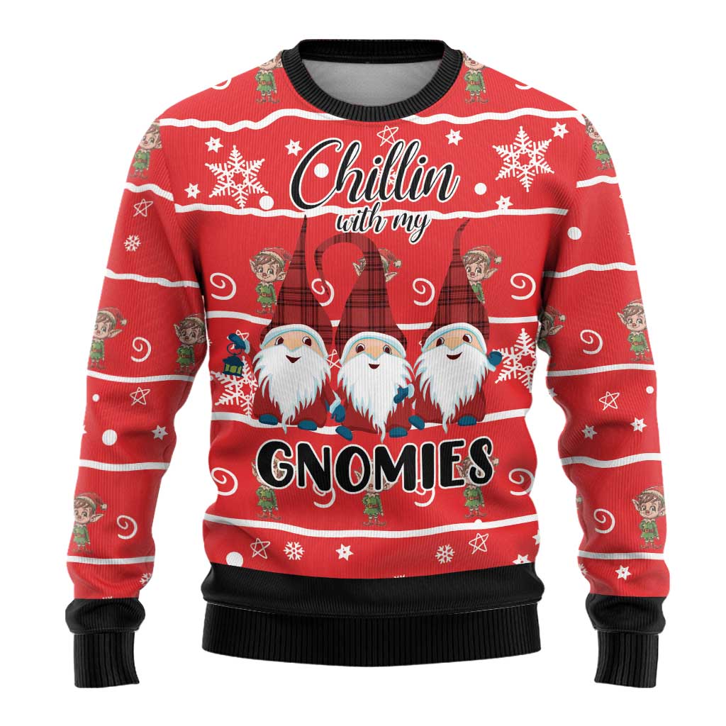 Chillin With My Gnomies Ugly Christmas Sweater Merry Christmas - Wonder Print Shop