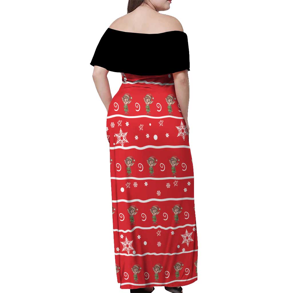 Chillin With My Gnomies Off Shoulder Maxi Dress Merry Christmas - Wonder Print Shop