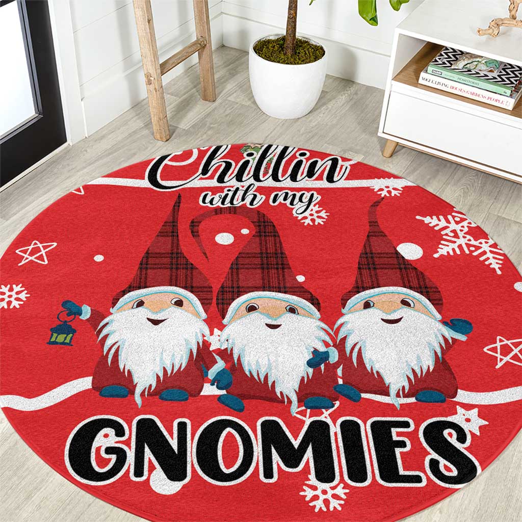 Chillin With My Gnomies Round Carpet Merry Christmas