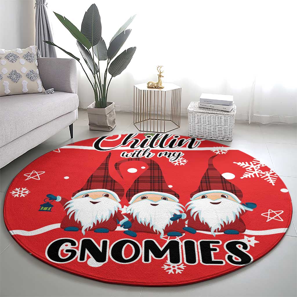 Chillin With My Gnomies Round Carpet Merry Christmas