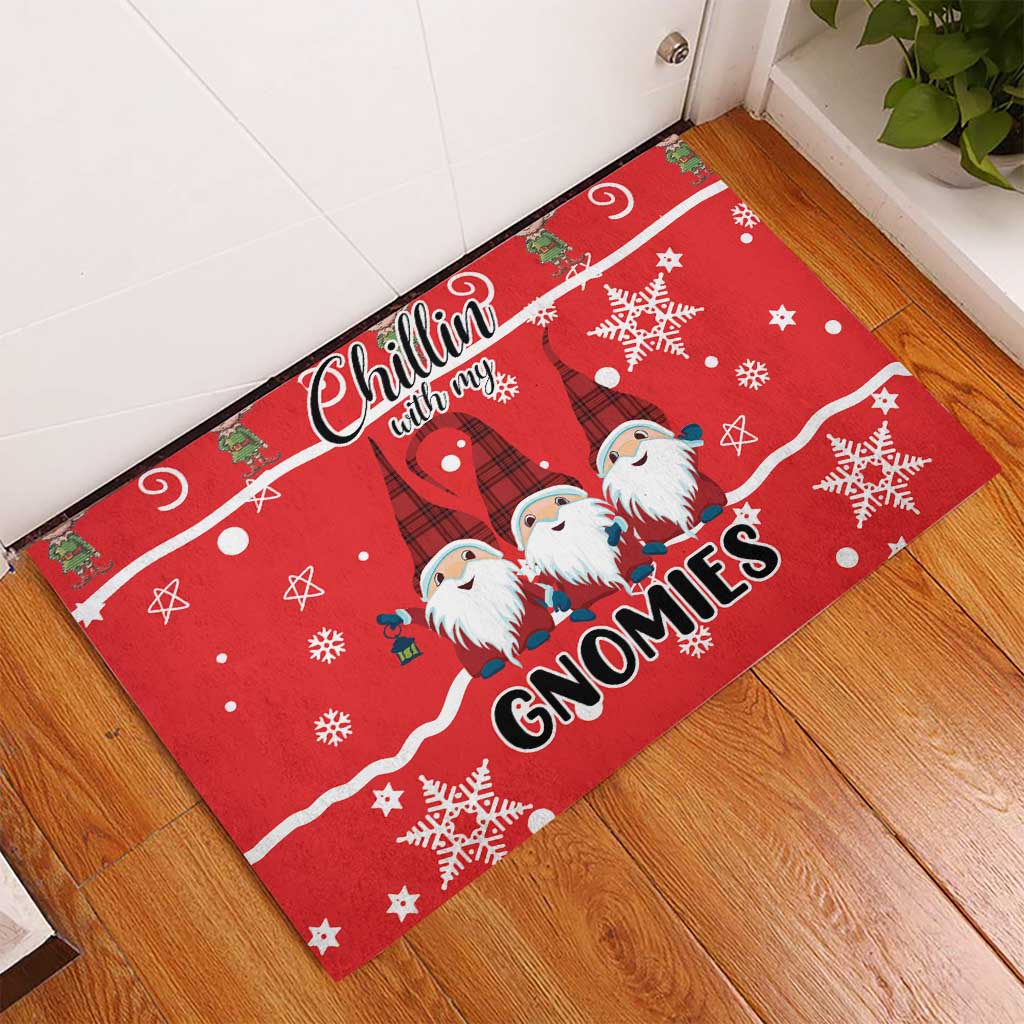 Chillin With My Gnomies Rubber Doormat Merry Christmas - Wonder Print Shop