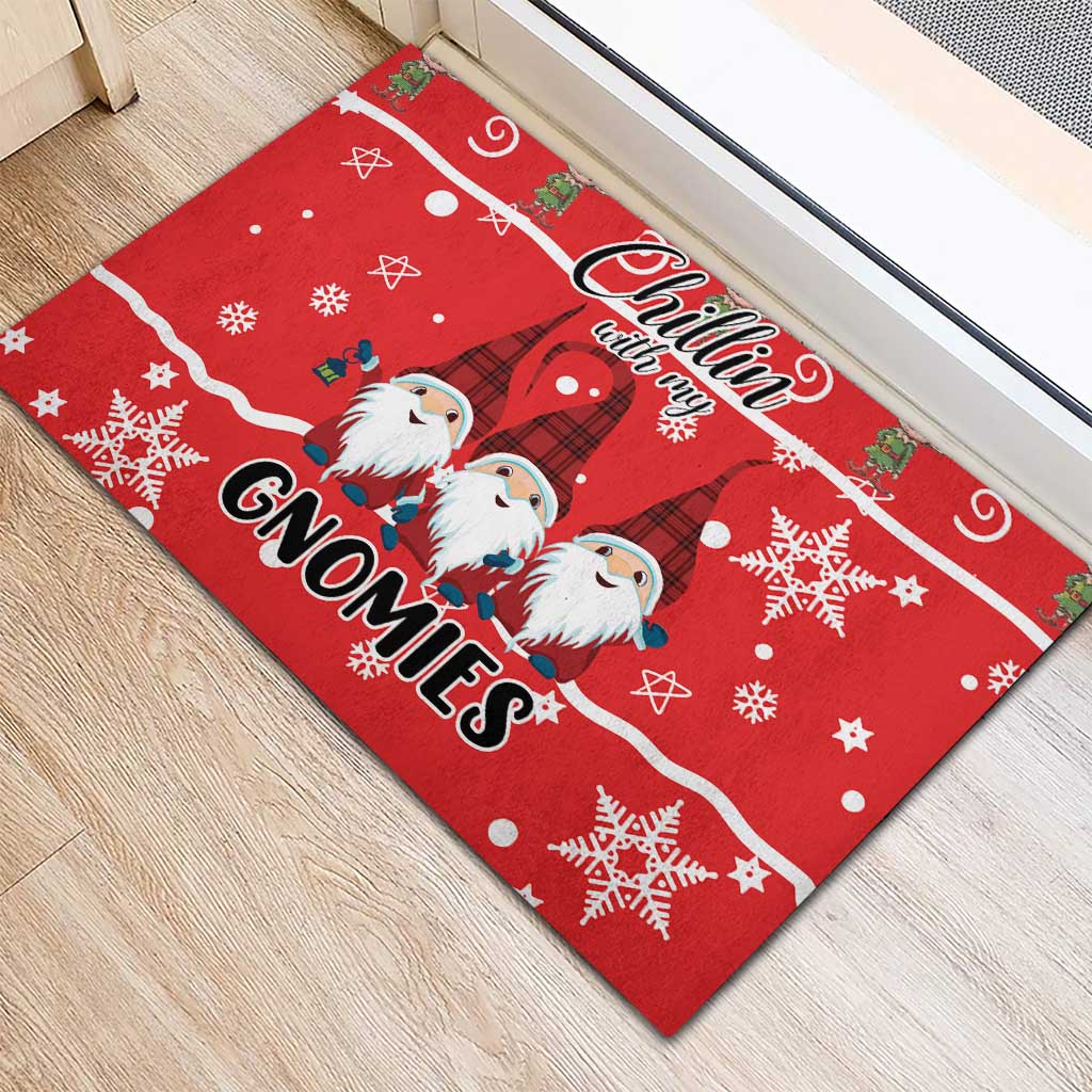 Chillin With My Gnomies Rubber Doormat Merry Christmas - Wonder Print Shop