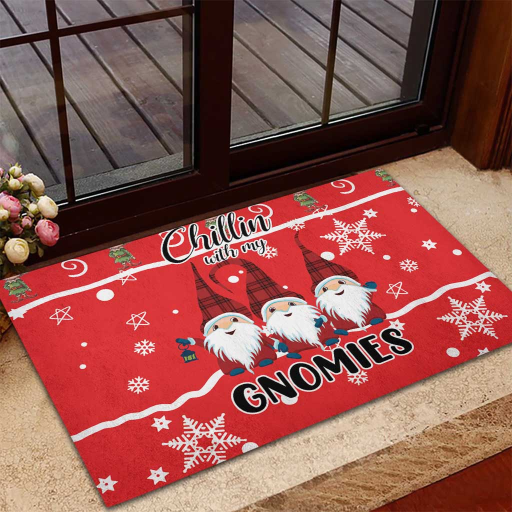 Chillin With My Gnomies Rubber Doormat Merry Christmas - Wonder Print Shop