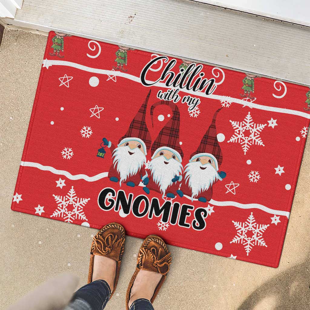 Chillin With My Gnomies Rubber Doormat Merry Christmas - Wonder Print Shop