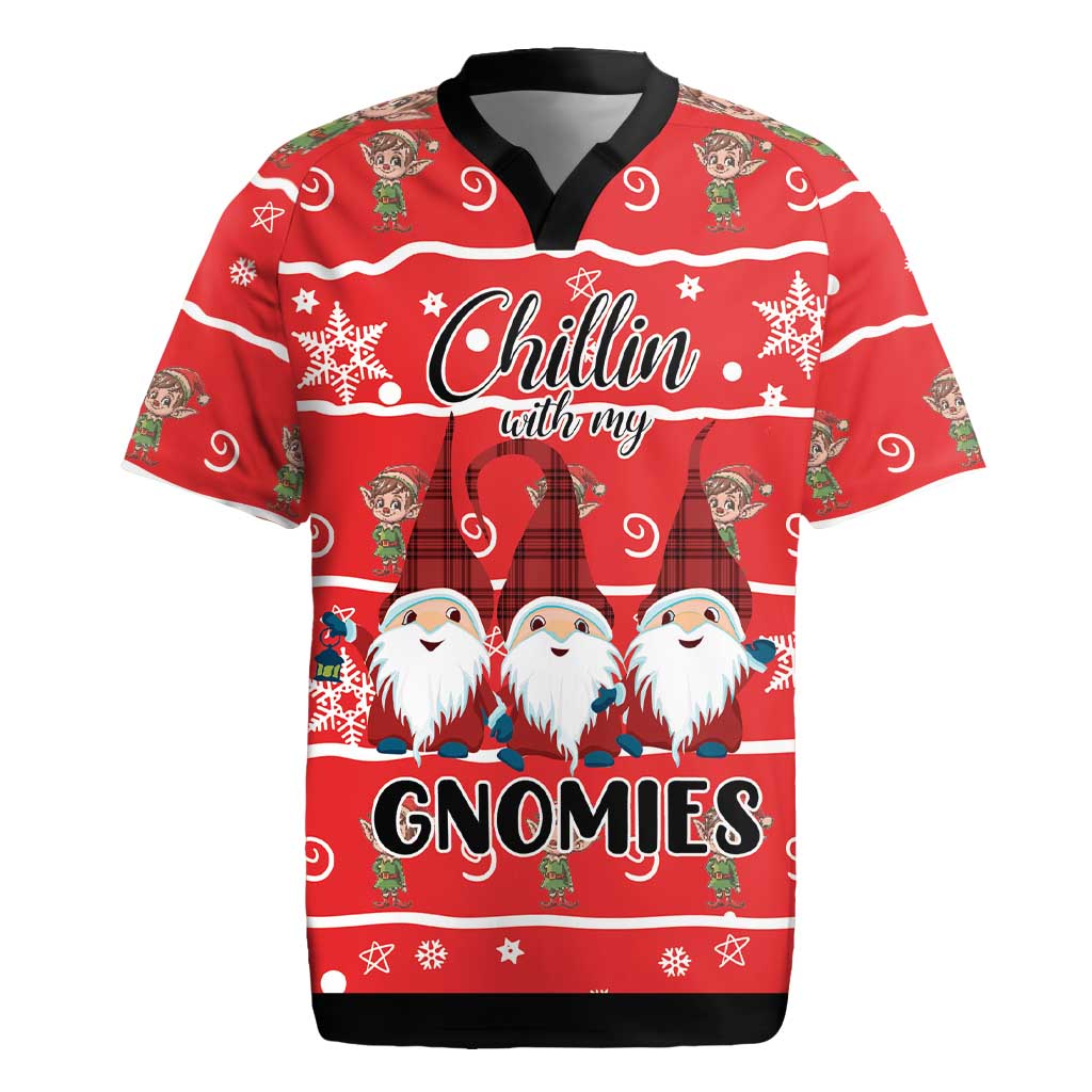 Chillin With My Gnomies Rugby Jersey Merry Christmas - Wonder Print Shop