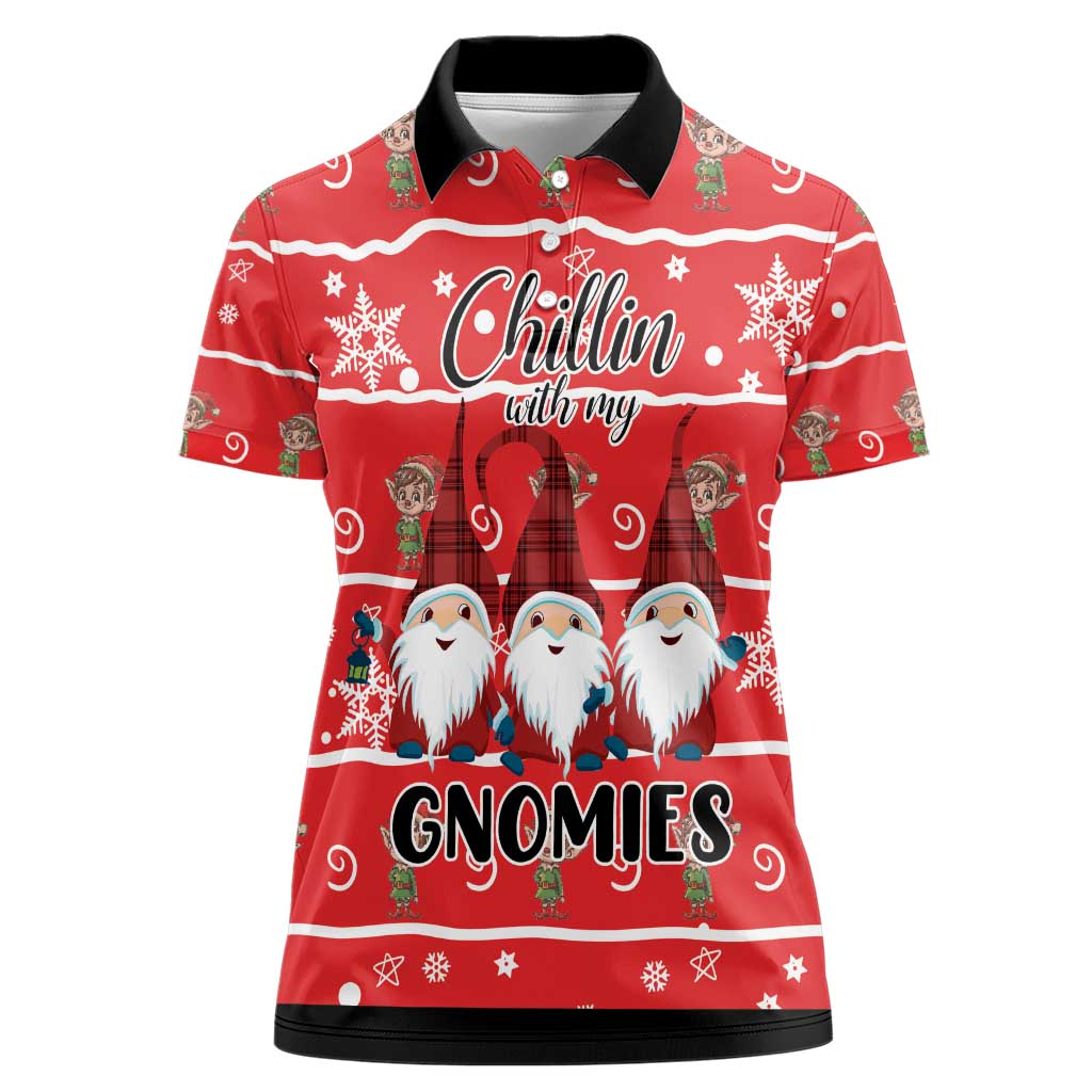 Chillin With My Gnomies Women Polo Shirt Merry Christmas - Wonder Print Shop