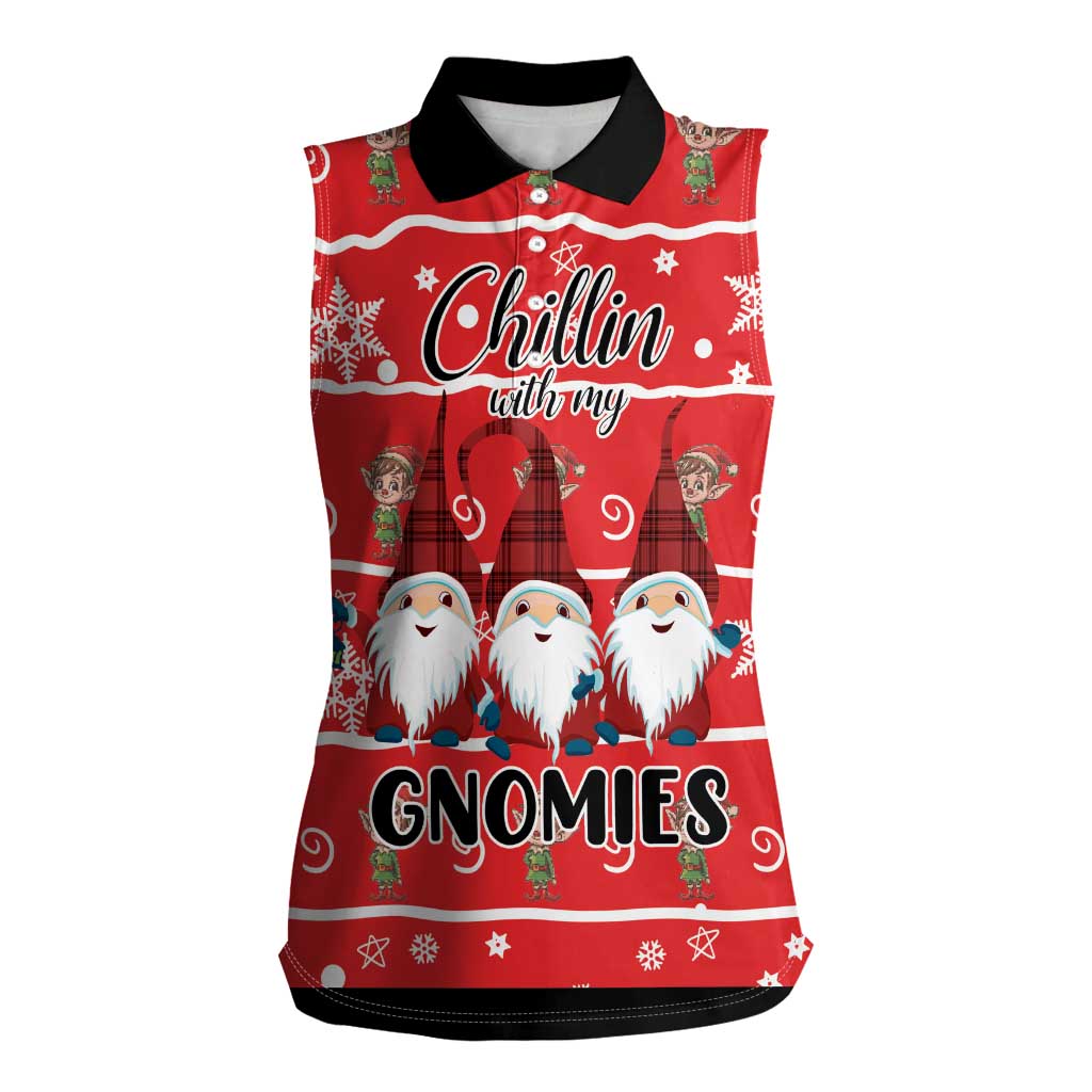 Chillin With My Gnomies Women Sleeveless Polo Shirt Merry Christmas - Wonder Print Shop