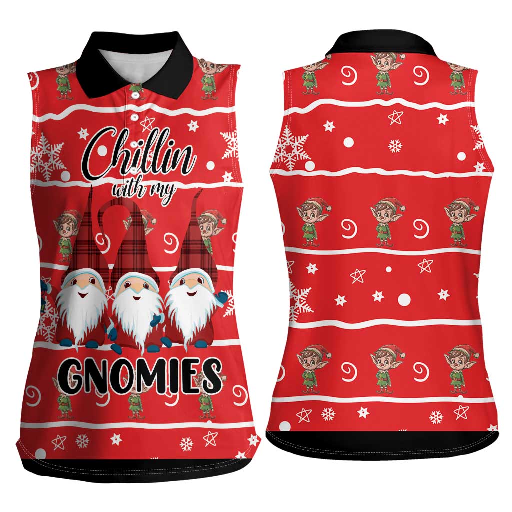Chillin With My Gnomies Women Sleeveless Polo Shirt Merry Christmas - Wonder Print Shop