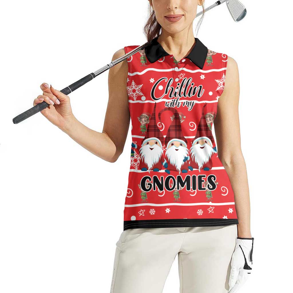 Chillin With My Gnomies Women Sleeveless Polo Shirt Merry Christmas - Wonder Print Shop