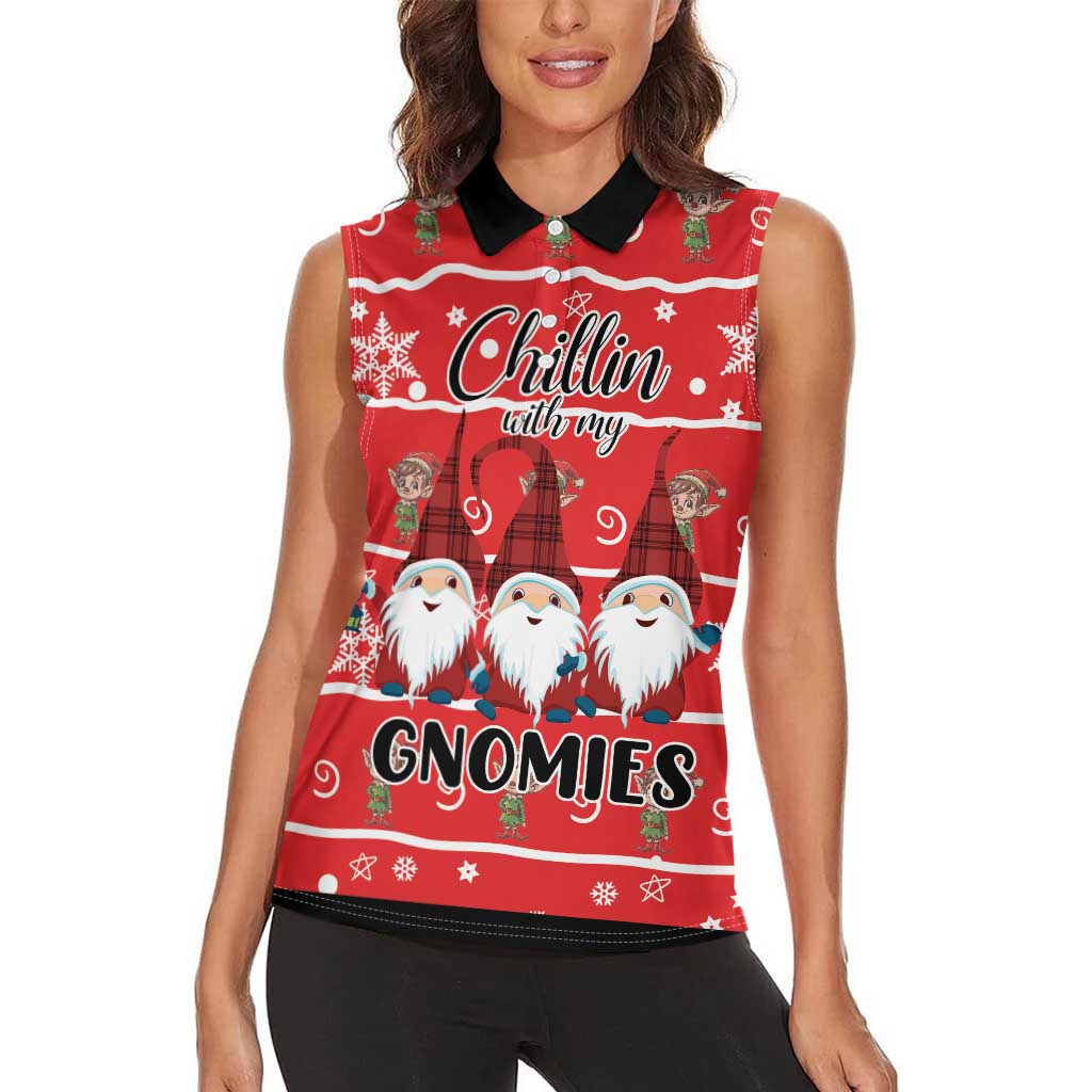 Chillin With My Gnomies Women Sleeveless Polo Shirt Merry Christmas - Wonder Print Shop