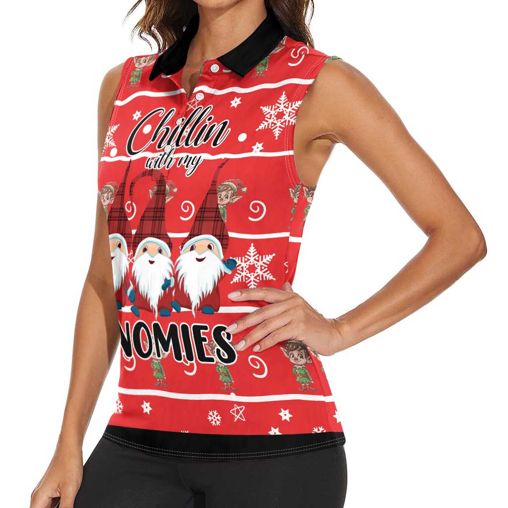 Chillin With My Gnomies Women Sleeveless Polo Shirt Merry Christmas - Wonder Print Shop