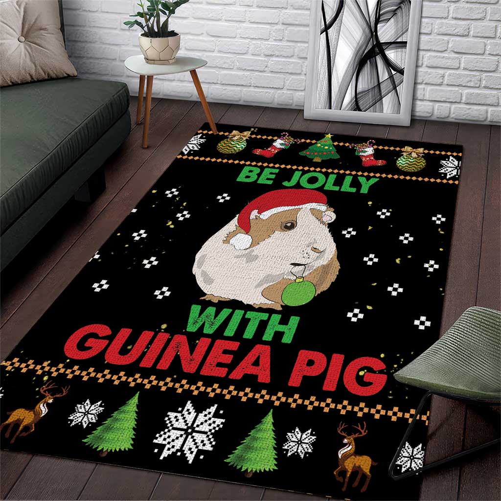 Guinea Pig Christmas Area Rug Be Jolly With Guinea Pig - Wonder Print Shop