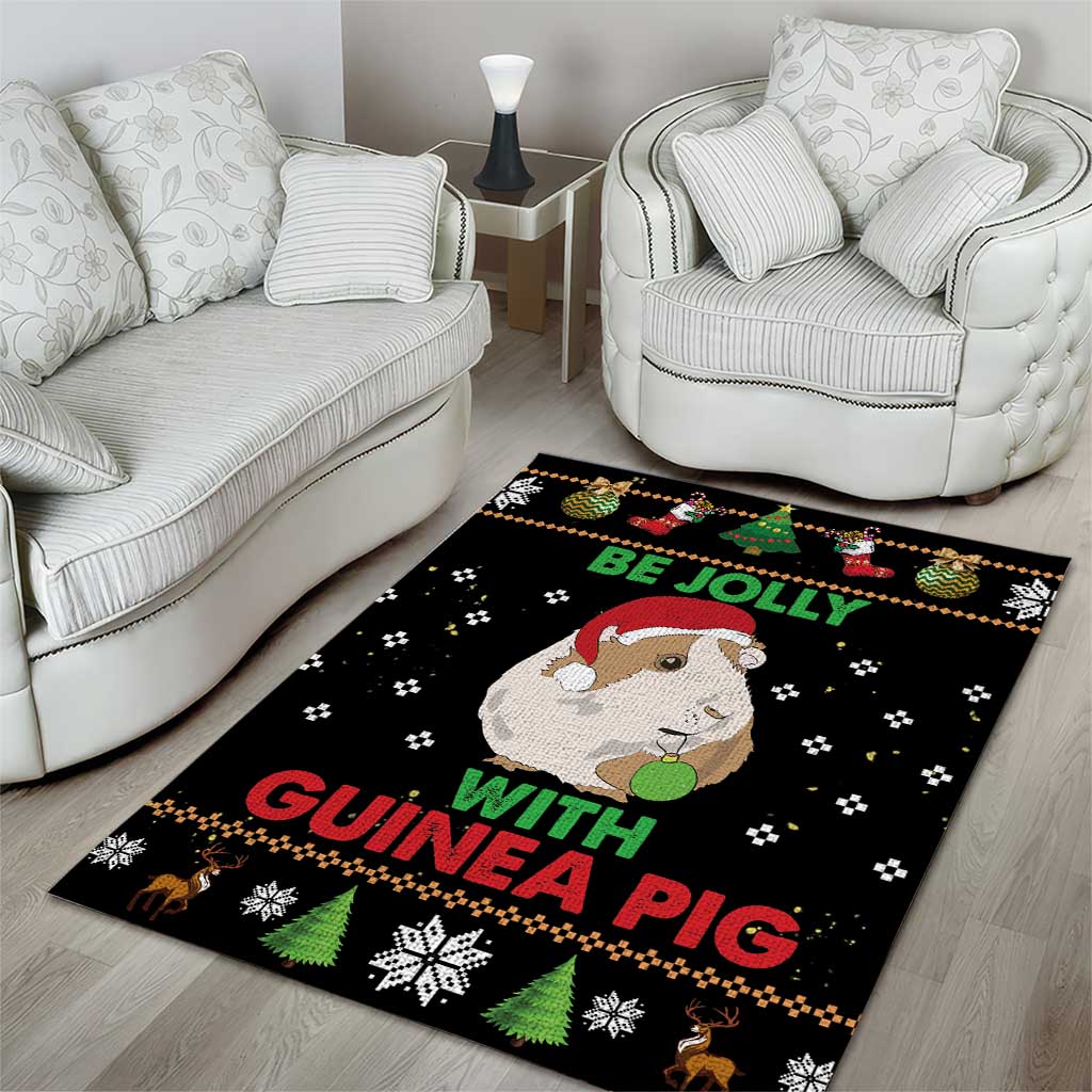 Guinea Pig Christmas Area Rug Be Jolly With Guinea Pig - Wonder Print Shop