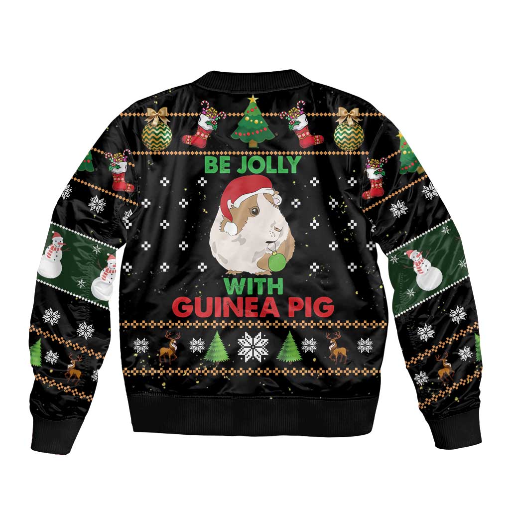 Guinea Pig Christmas Bomber Jacket Be Jolly With Guinea Pig - Wonder Print Shop