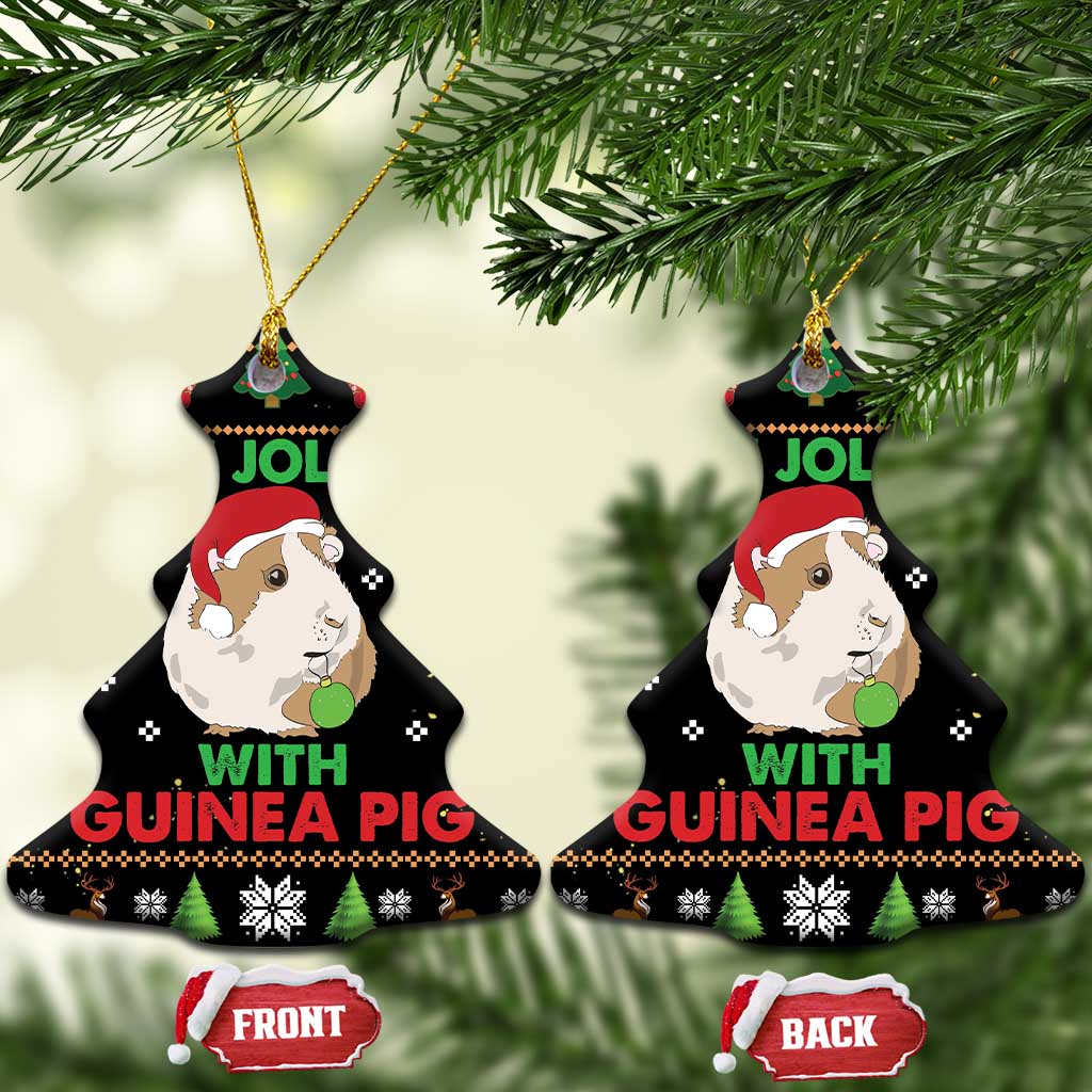 Guinea Pig Christmas Ceramic Ornament Be Jolly With Guinea Pig - Wonder Print Shop