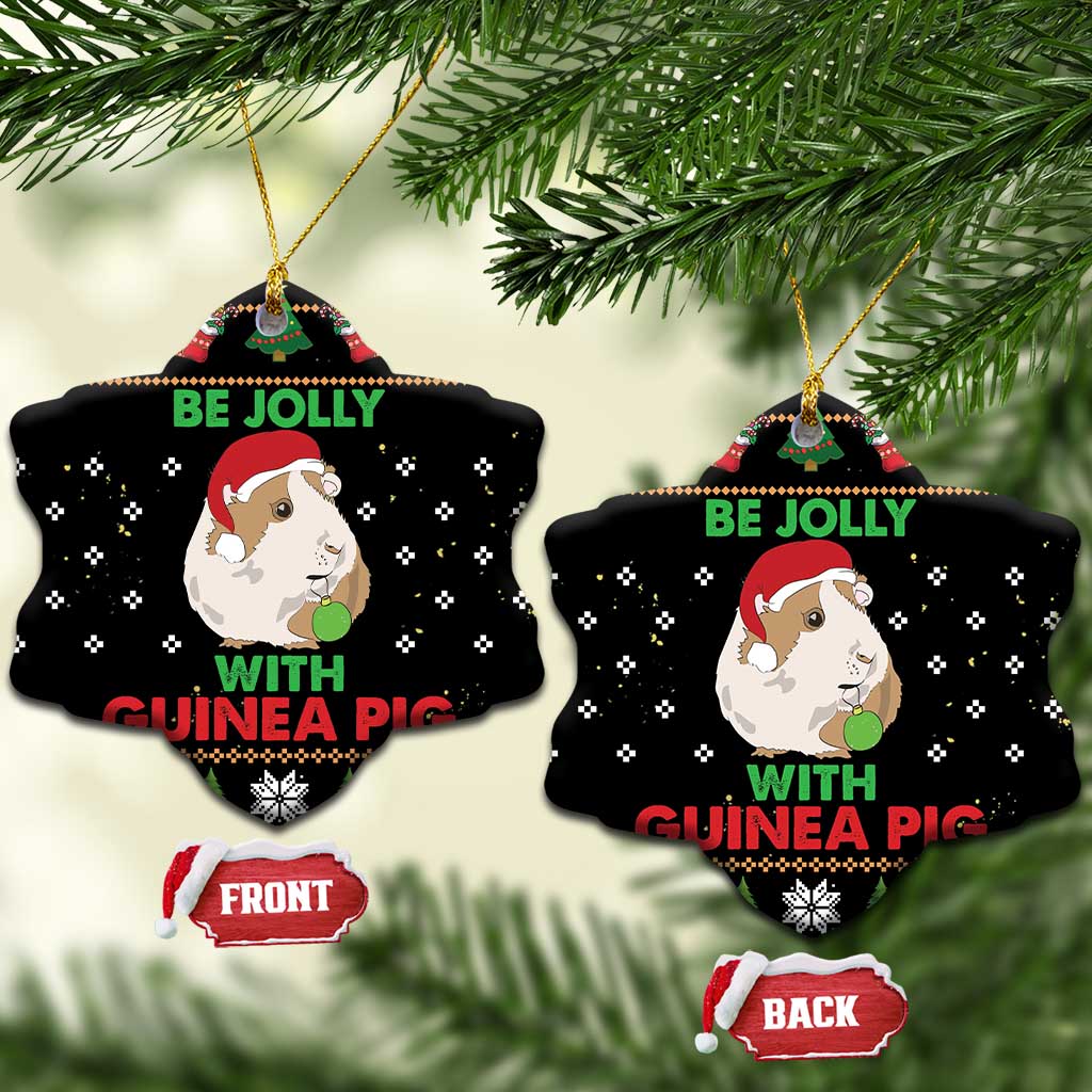 Guinea Pig Christmas Ceramic Ornament Be Jolly With Guinea Pig - Wonder Print Shop