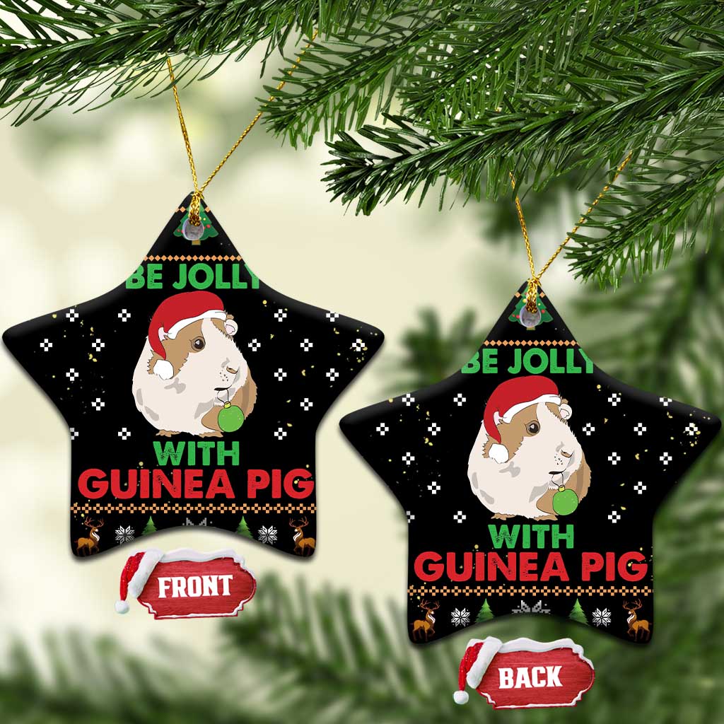 Guinea Pig Christmas Ceramic Ornament Be Jolly With Guinea Pig - Wonder Print Shop