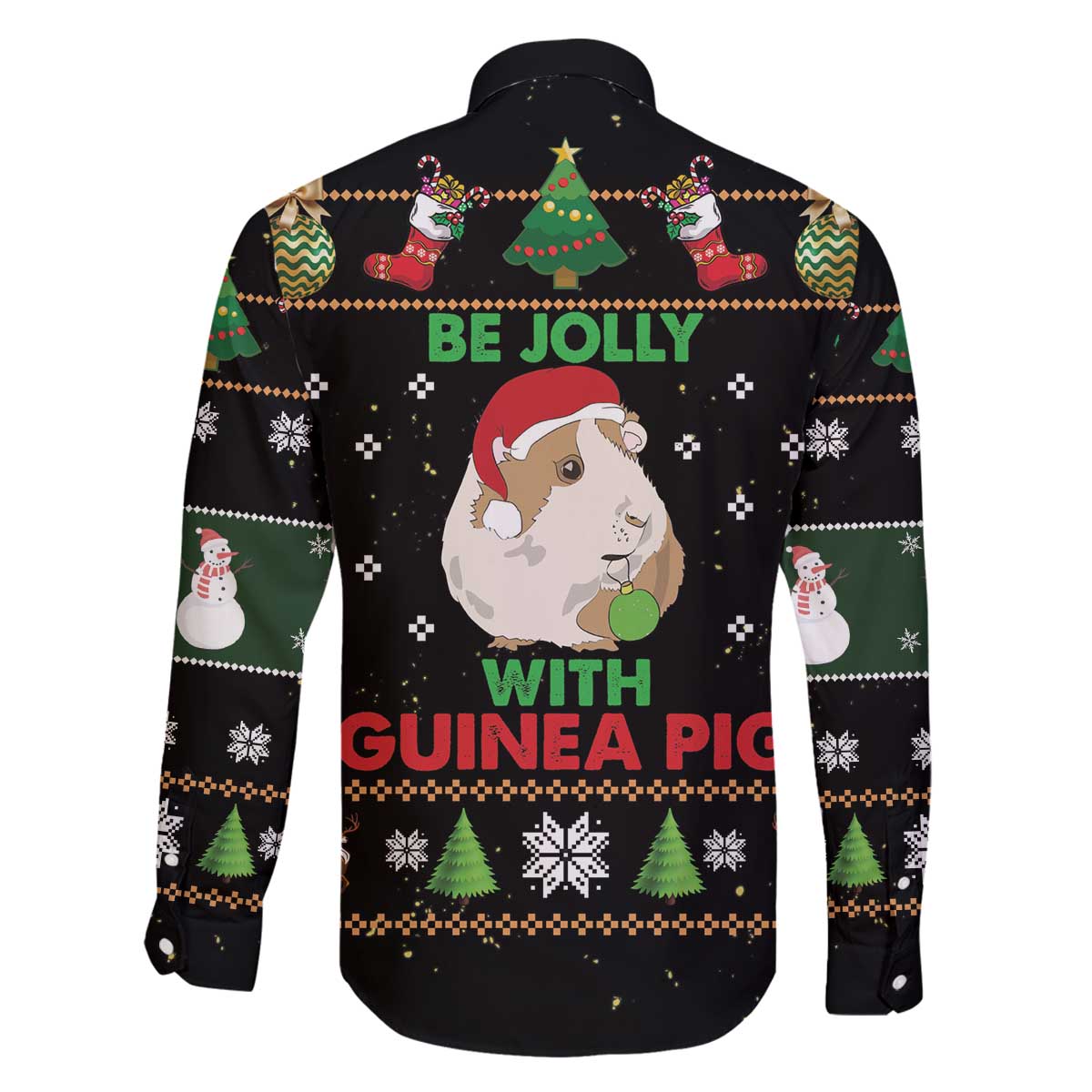 Guinea Pig Christmas Family Matching Off The Shoulder Long Sleeve Dress and Hawaiian Shirt Be Jolly With Guinea Pig - Wonder Print Shop