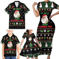 Guinea Pig Christmas Family Matching Short Sleeve Bodycon Dress and Hawaiian Shirt Be Jolly With Guinea Pig - Wonder Print Shop