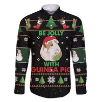 Guinea Pig Christmas Family Matching Short Sleeve Bodycon Dress and Hawaiian Shirt Be Jolly With Guinea Pig - Wonder Print Shop