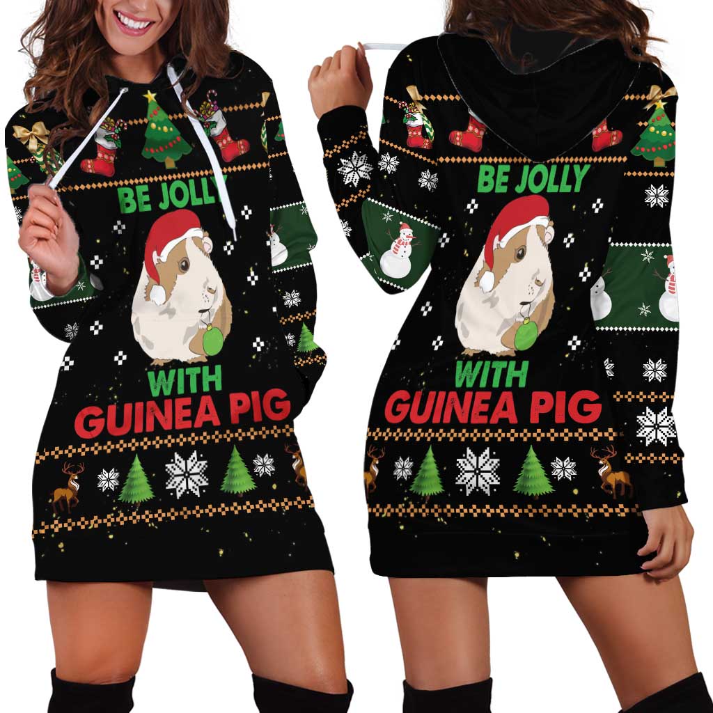 Guinea Pig Christmas Hoodie Dress Be Jolly With Guinea Pig - Wonder Print Shop