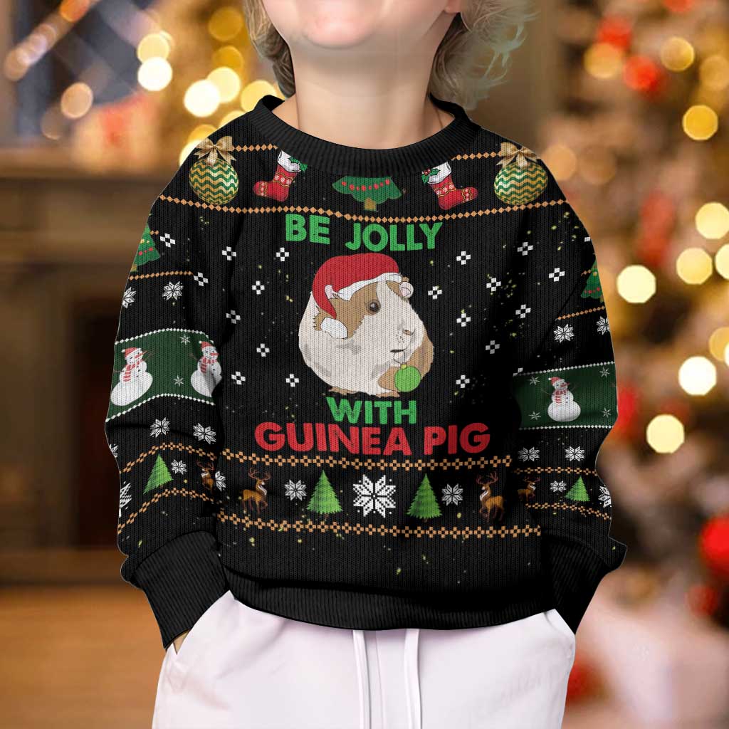 Guinea Pig Christmas Kid Ugly Christmas Sweater Be Jolly With Guinea Pig - Wonder Print Shop