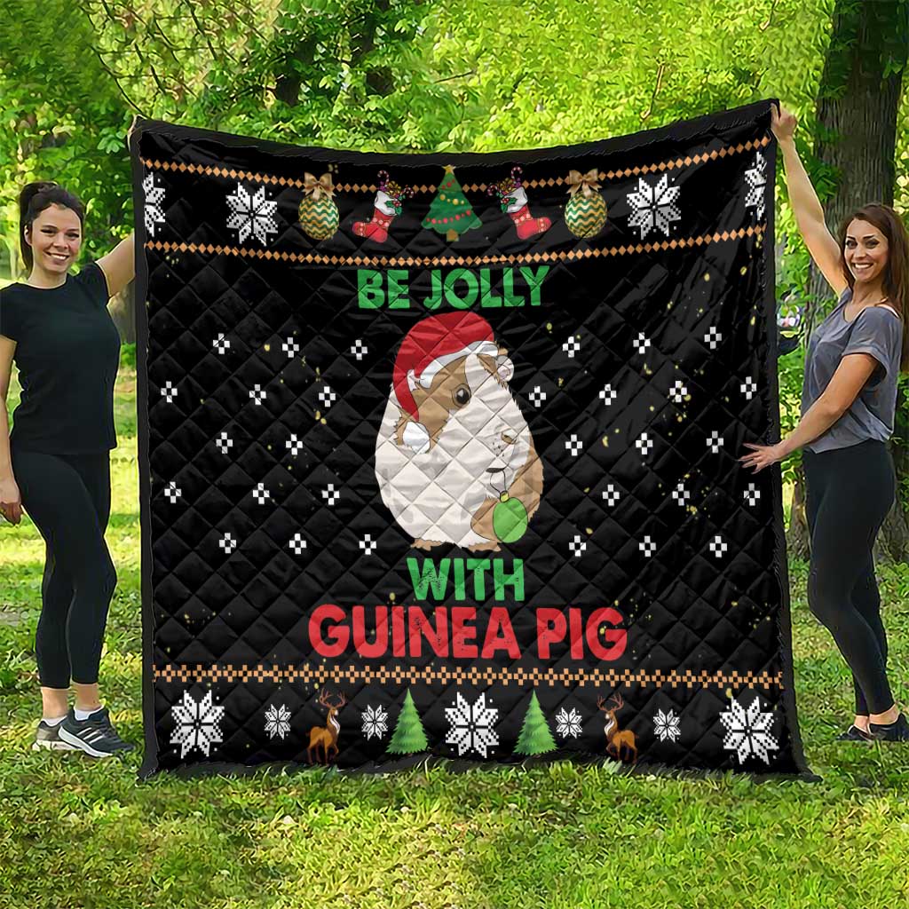 Guinea Pig Christmas Quilt Be Jolly With Guinea Pig - Wonder Print Shop