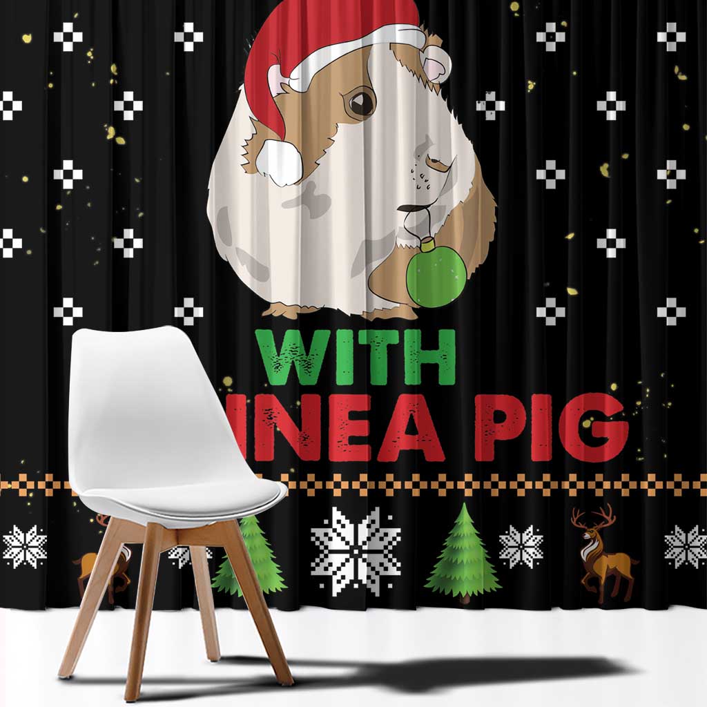 Guinea Pig Christmas Window Curtain Be Jolly With Guinea Pig - Wonder Print Shop