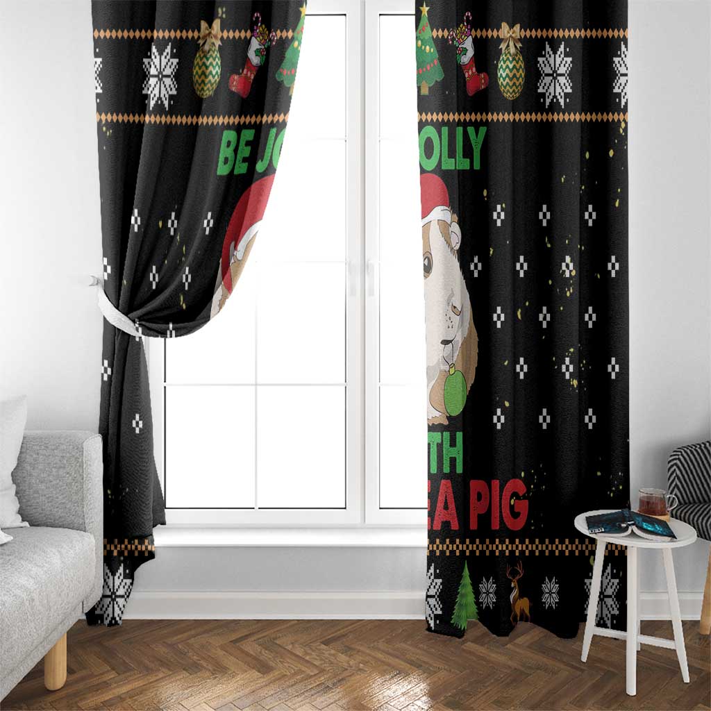 Guinea Pig Christmas Window Curtain Be Jolly With Guinea Pig - Wonder Print Shop