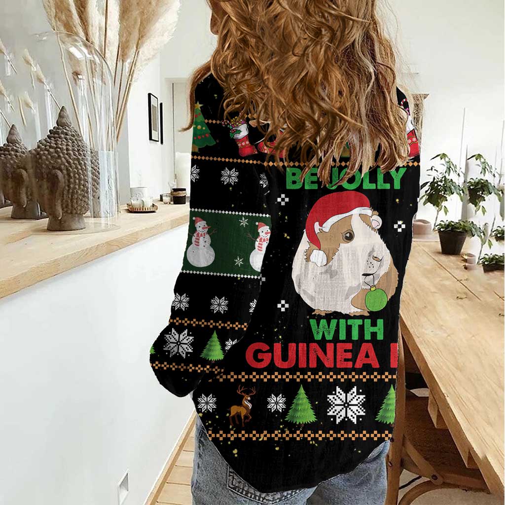 Guinea Pig Christmas Women Casual Shirt Be Jolly With Guinea Pig - Wonder Print Shop
