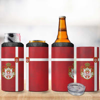 Serbia 4 in 1 Can Cooler Tumbler Serbian Cross Eagle Tattoo