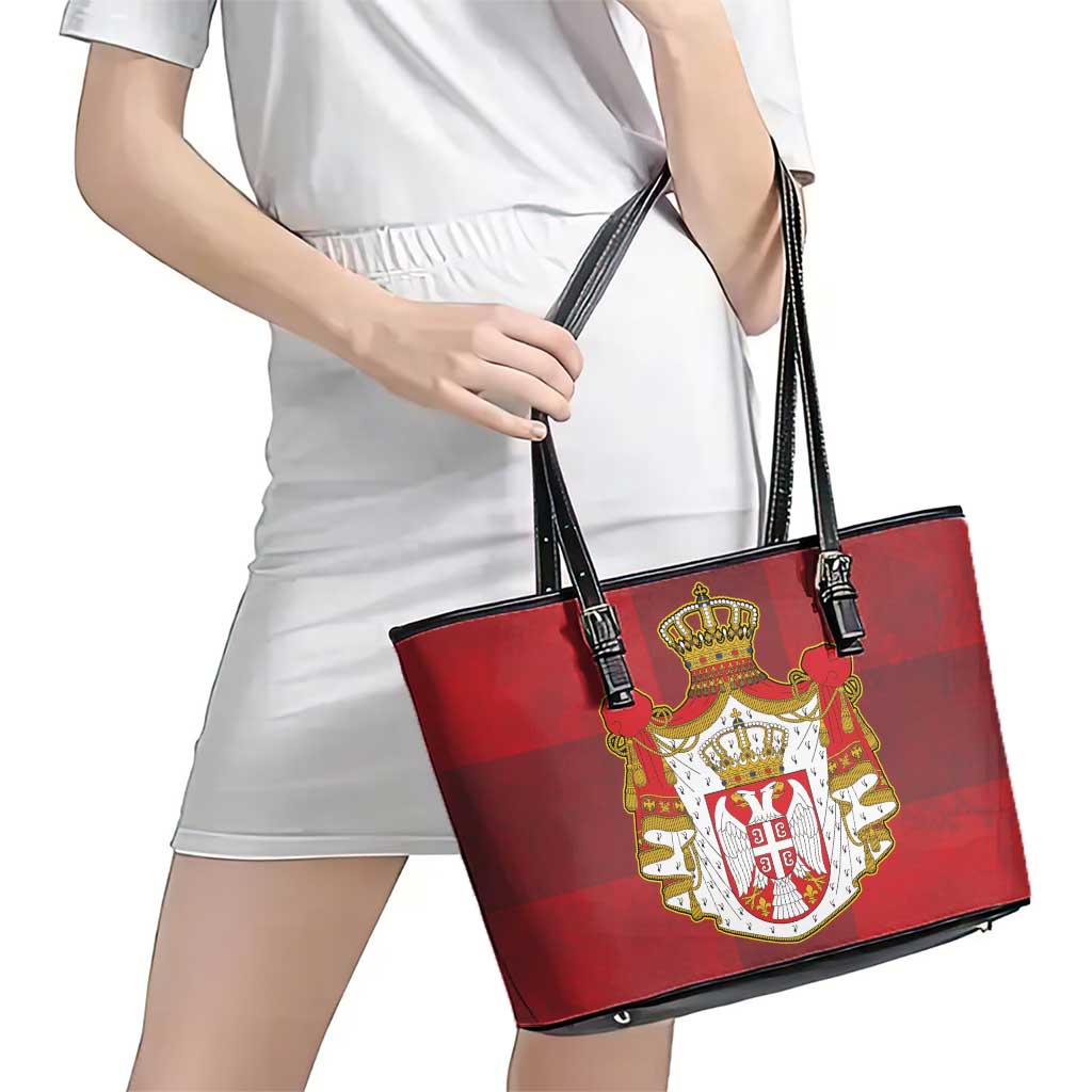 Serbia Leather Tote Bag Serbian Cross Eagle Tattoo