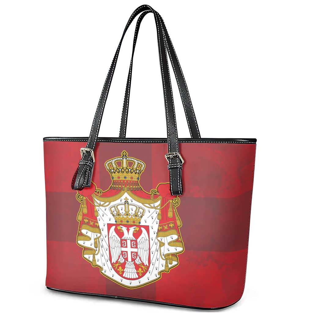 Serbia Leather Tote Bag Serbian Cross Eagle Tattoo