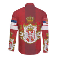Serbia Long Sleeve Button Shirt Serbian Cross Eagle Tattoo