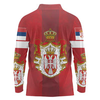 Serbia Long Sleeve Polo Shirt Serbian Cross Eagle Tattoo