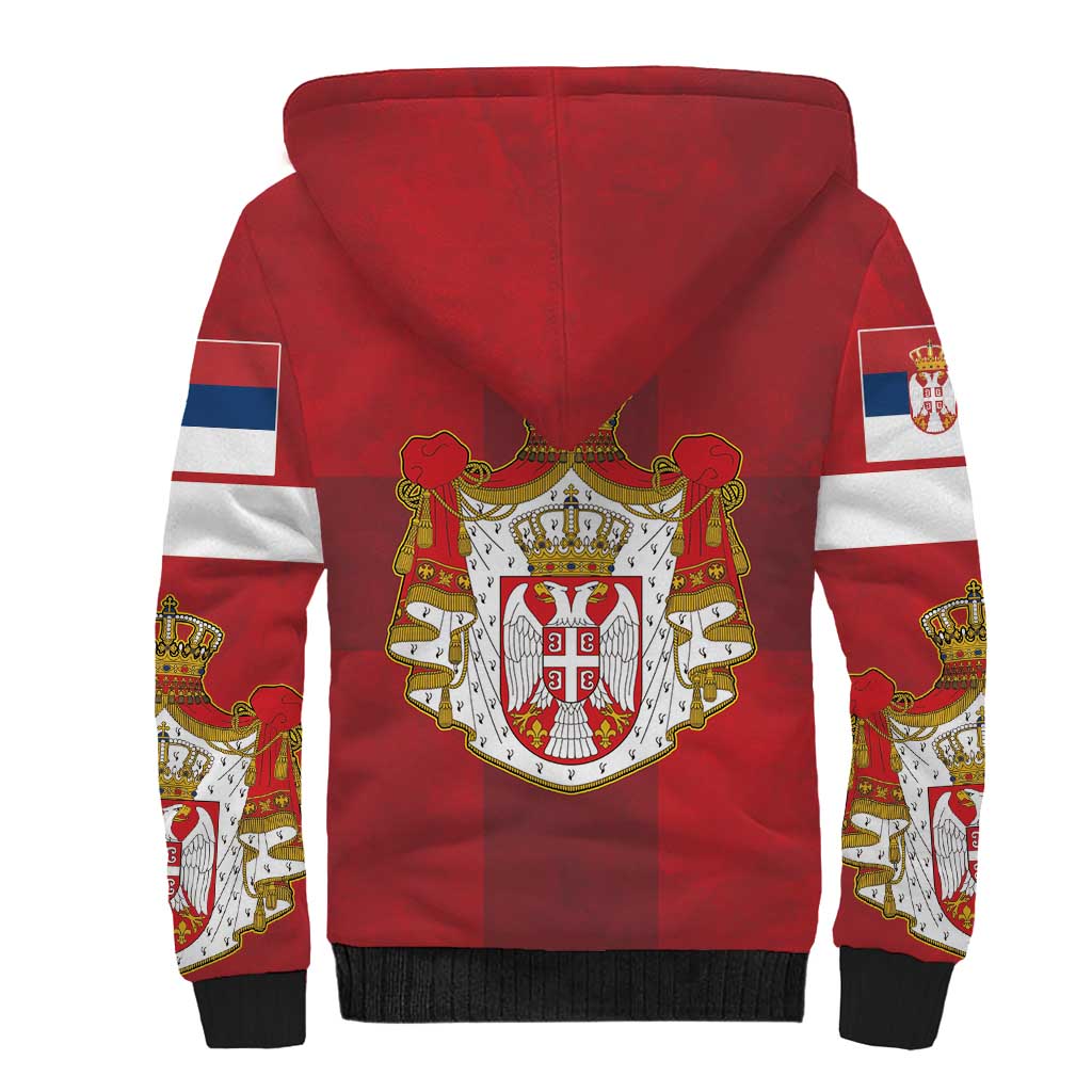 Serbia Sherpa Hoodie Serbian Cross Eagle Tattoo