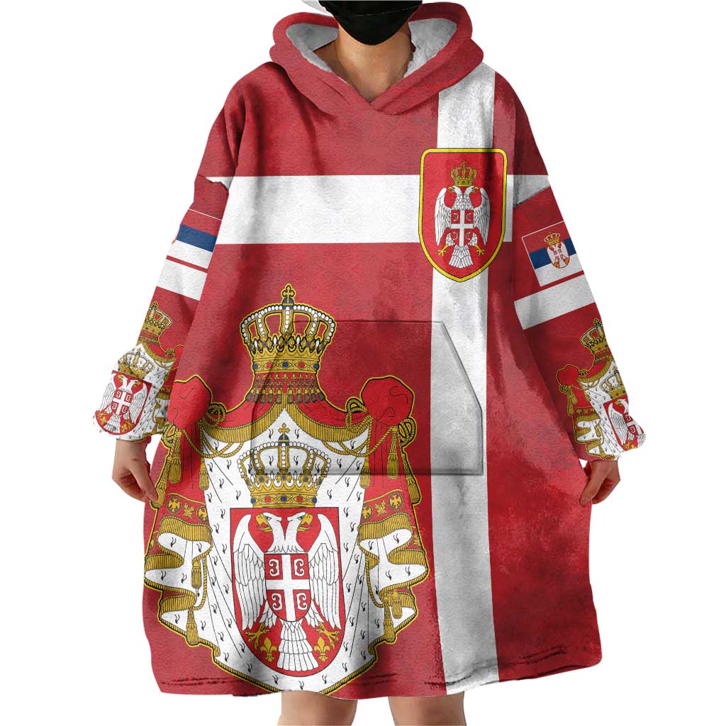 Serbia Wearable Blanket Hoodie Serbian Cross Eagle Tattoo