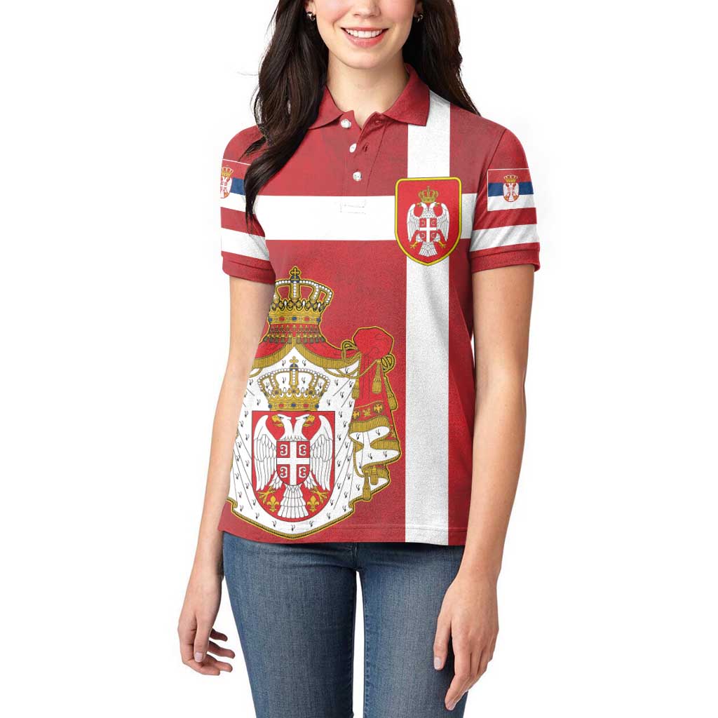 Serbia Women Polo Shirt Serbian Cross Eagle Tattoo