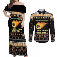 I Said I Cast Fireball Christmas Couples Matching Off Shoulder Maxi Dress and Long Sleeve Button Shirt I Said I Cast Fireball - Wonder Print Shop