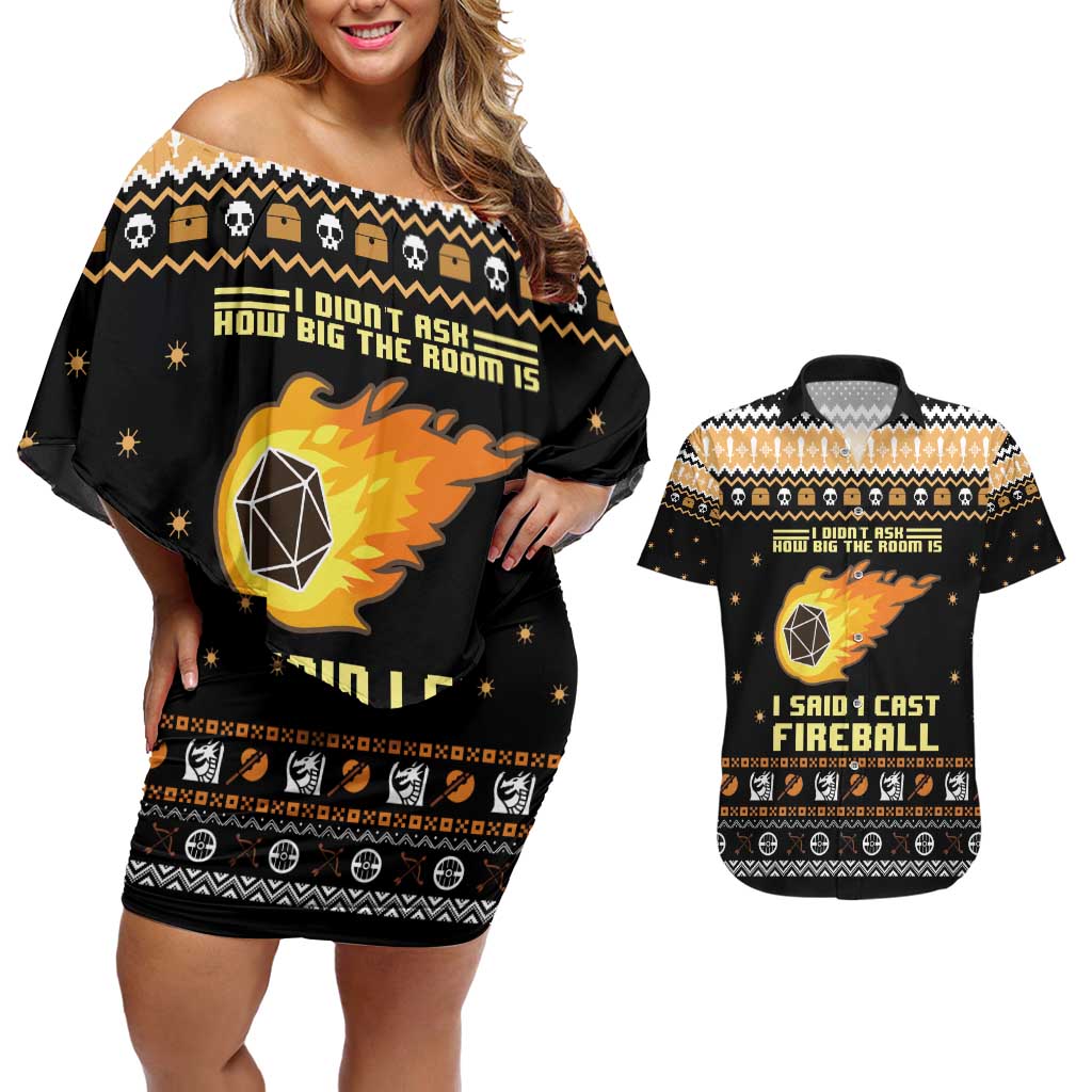 I Said I Cast Fireball Christmas Couples Matching Off Shoulder Short Dress and Hawaiian Shirt I Said I Cast Fireball - Wonder Print Shop