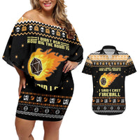 I Said I Cast Fireball Christmas Couples Matching Off Shoulder Short Dress and Hawaiian Shirt I Said I Cast Fireball - Wonder Print Shop