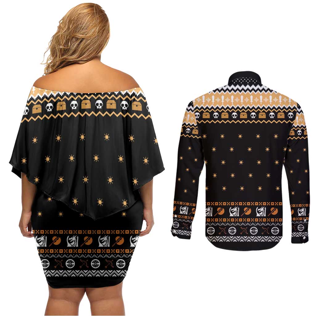 I Said I Cast Fireball Christmas Couples Matching Off Shoulder Short Dress and Long Sleeve Button Shirt I Said I Cast Fireball - Wonder Print Shop