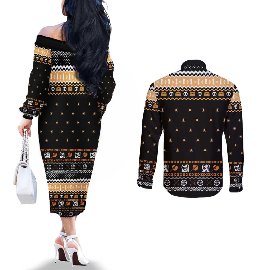 I Said I Cast Fireball Christmas Couples Matching Off The Shoulder Long Sleeve Dress and Long Sleeve Button Shirt I Said I Cast Fireball