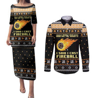 I Said I Cast Fireball Christmas Couples Matching Puletasi and Long Sleeve Button Shirt I Said I Cast Fireball - Wonder Print Shop